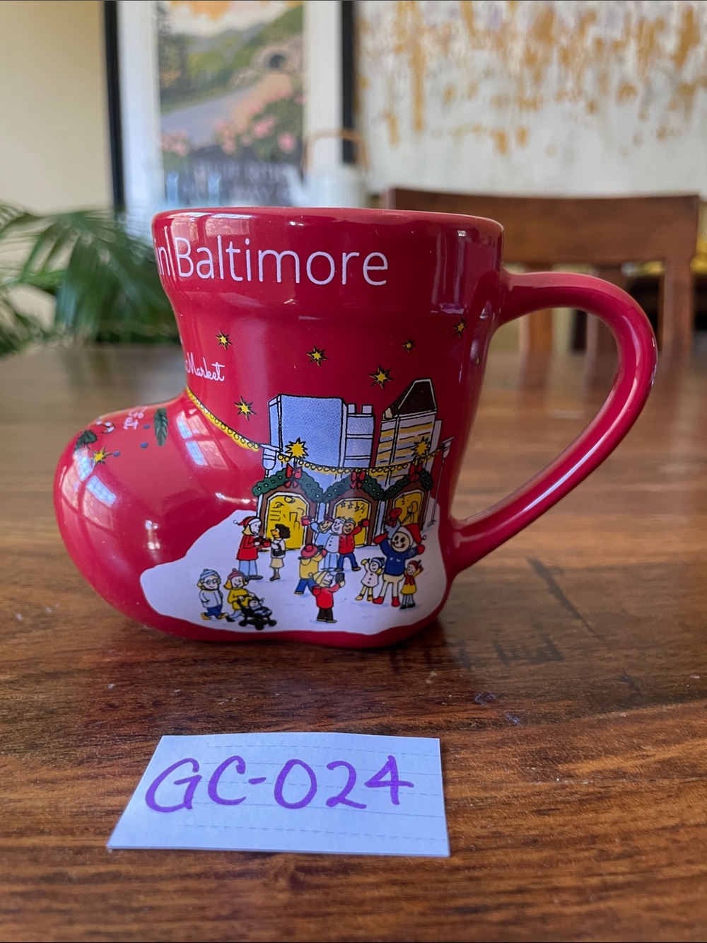 $14 or 2/$20! Cute Red Boot Christmas Village In Baltimore German Mug Cup